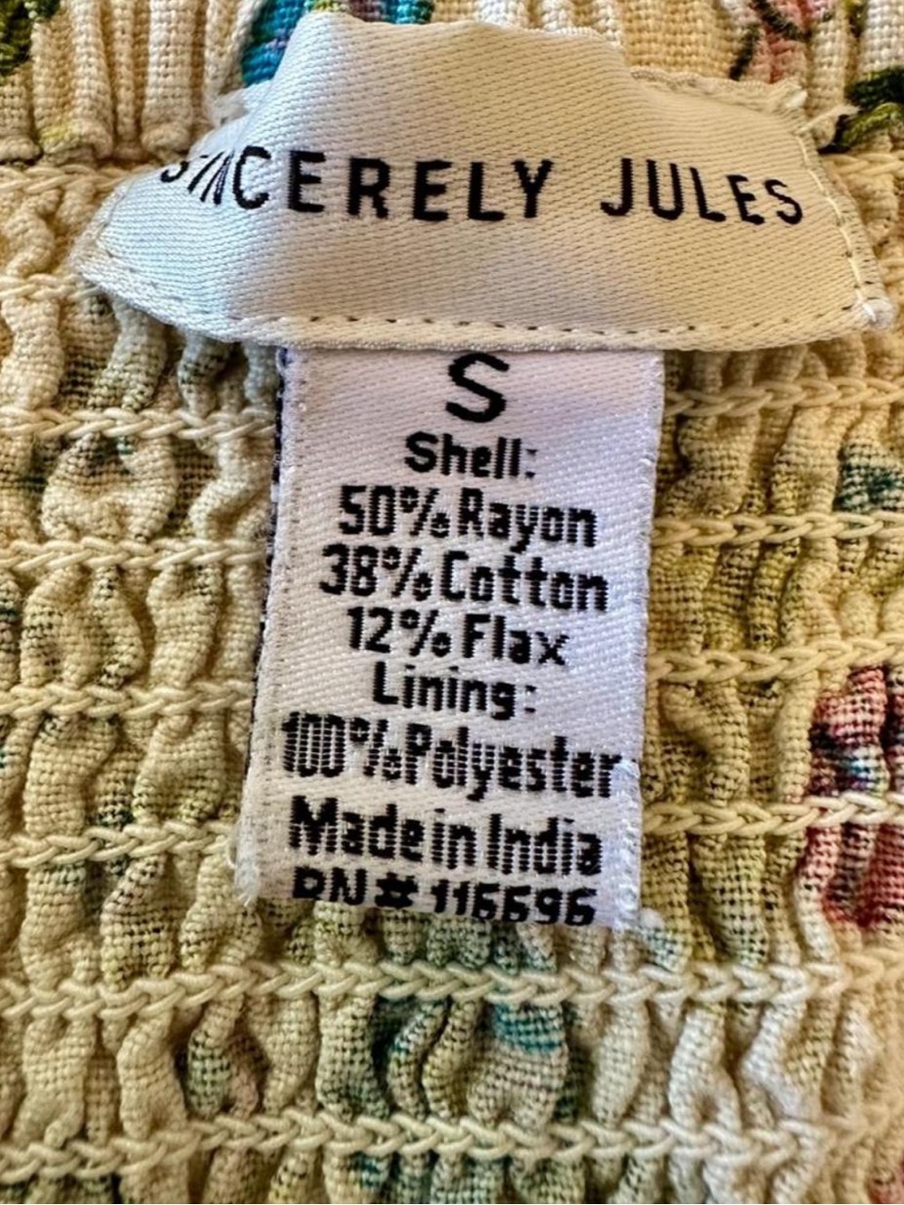 Sincerely Jules Floral Linen Blend Mini Dress Cottagecore Coquette Feminine S - Picture 6 of 8